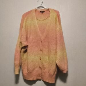 Pastel Peach & Yellow Gradient V-Neck Cardigan